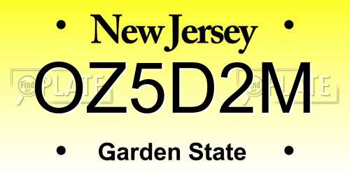 OZ5D2M New Jersey License Plate