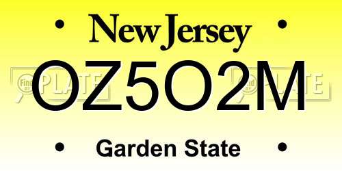 OZ5O2M New Jersey License Plate