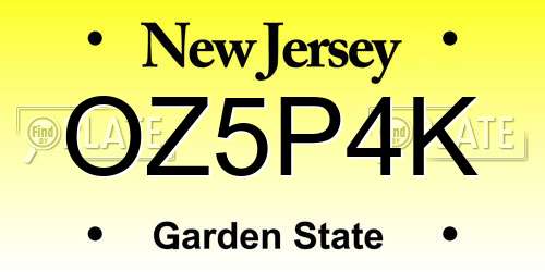 OZ5P4K New Jersey License Plate