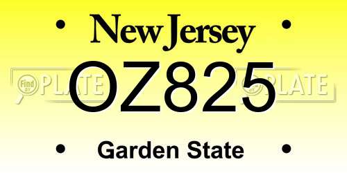 OZ825 New Jersey License Plate