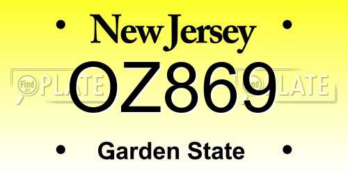 OZ869 New Jersey License Plate