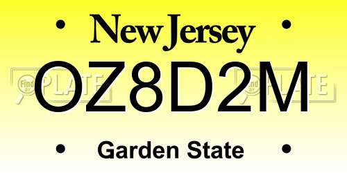OZ8D2M New Jersey License Plate