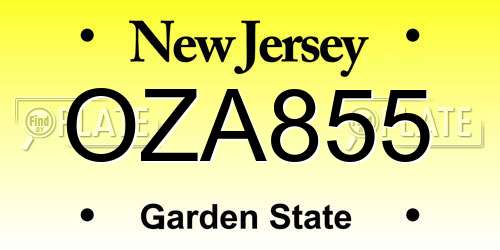OZA855 New Jersey License Plate