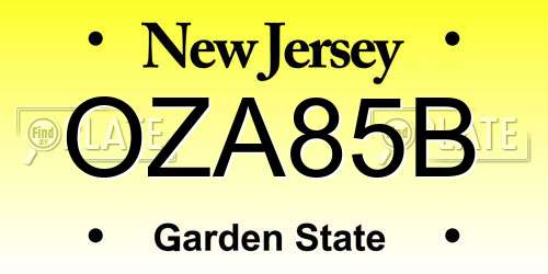 OZA85B New Jersey License Plate