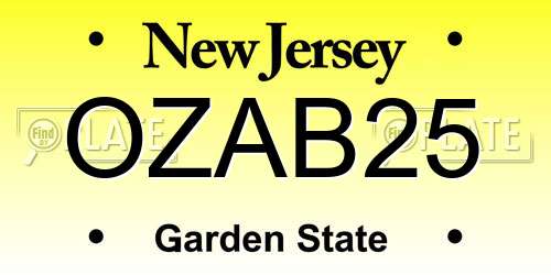 OZAB25 New Jersey License Plate