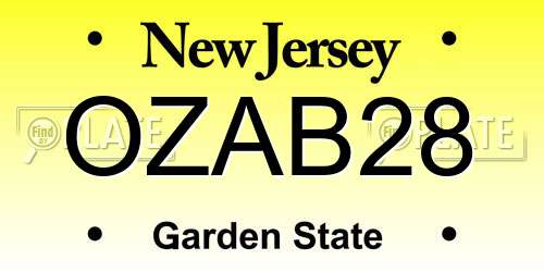 OZAB28 New Jersey License Plate