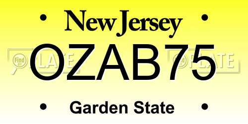 OZAB75 New Jersey License Plate
