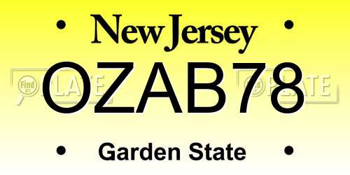 OZAB78 New Jersey License Plate