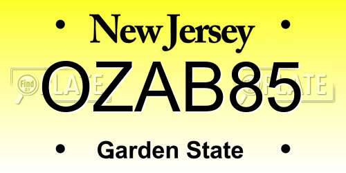 OZAB85 New Jersey License Plate