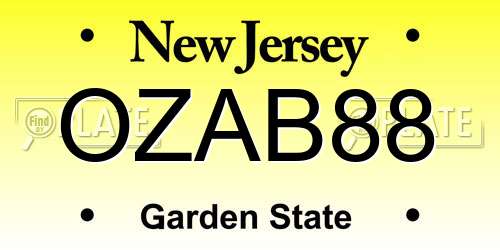OZAB88 New Jersey License Plate