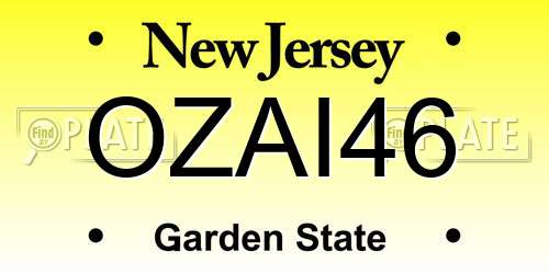 OZAI46 New Jersey License Plate