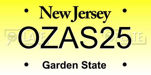 OZAS25 New Jersey License Plate