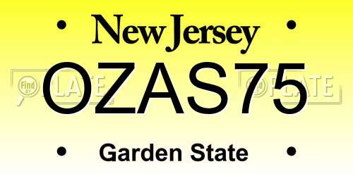 OZAS75 New Jersey License Plate