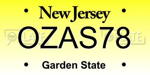 OZAS78 New Jersey License Plate