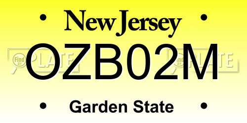 OZB02M New Jersey License Plate