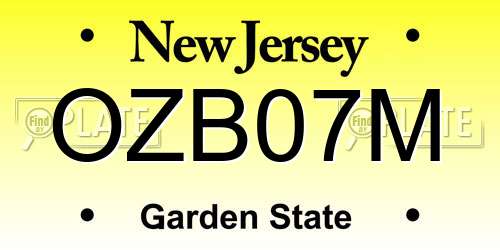 OZB07M New Jersey License Plate