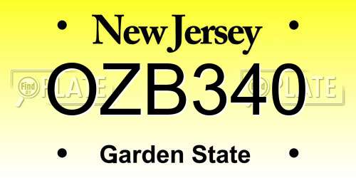 OZB340 New Jersey License Plate