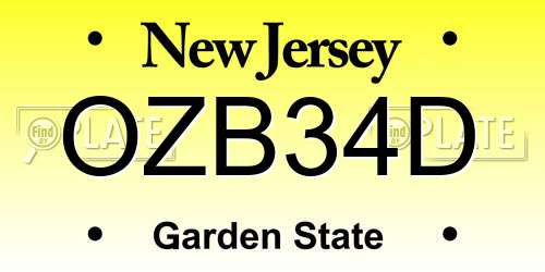 OZB34D New Jersey License Plate
