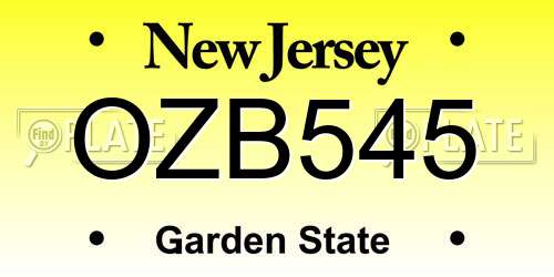 OZB545 New Jersey License Plate