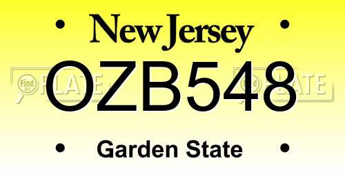 OZB548 New Jersey License Plate