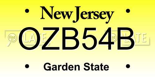OZB54B New Jersey License Plate
