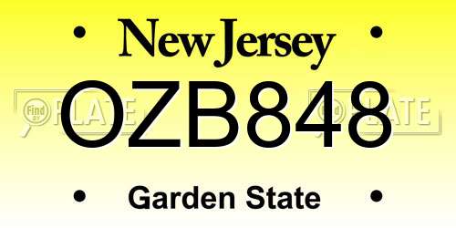 OZB848 New Jersey License Plate