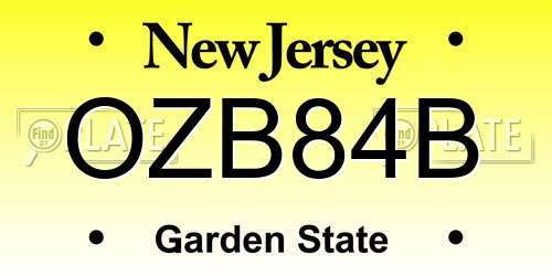 OZB84B New Jersey License Plate