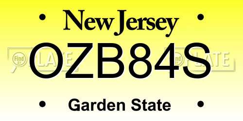 OZB84S New Jersey License Plate