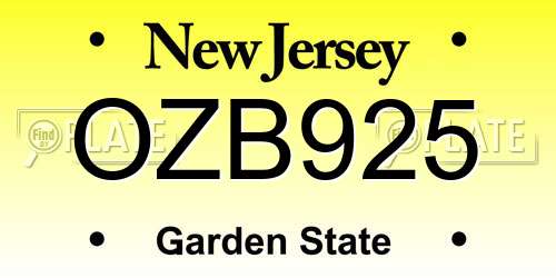 OZB925 New Jersey License Plate