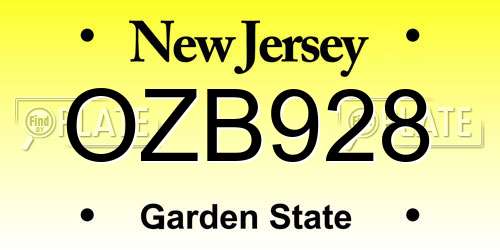 OZB928 New Jersey License Plate