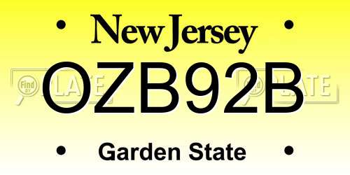 OZB92B New Jersey License Plate