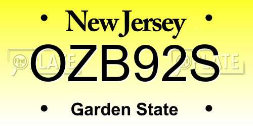 OZB92S New Jersey License Plate