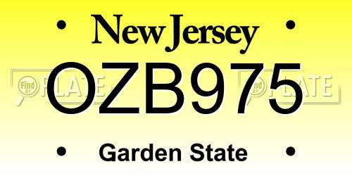 OZB975 New Jersey License Plate