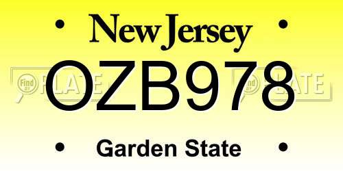 OZB978 New Jersey License Plate