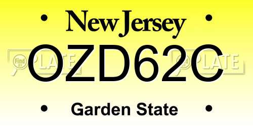 OZD62C New Jersey License Plate