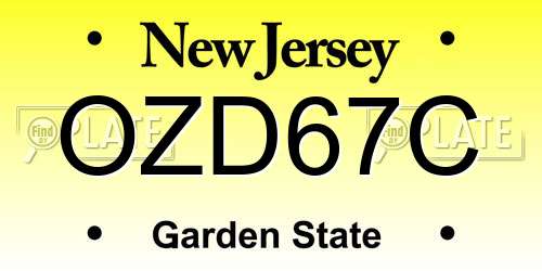 OZD67C New Jersey License Plate