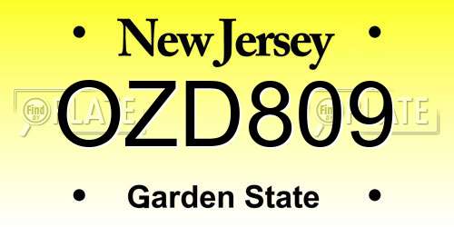 OZD809 New Jersey License Plate