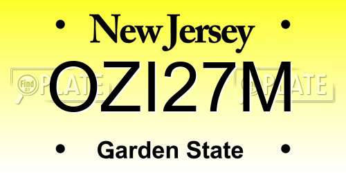 OZI27M New Jersey License Plate