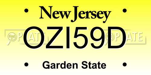 OZI59D New Jersey License Plate
