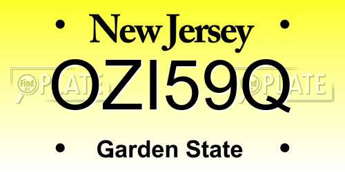 OZI59Q New Jersey License Plate