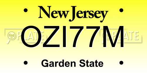 OZI77M New Jersey License Plate