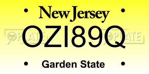 OZI89Q New Jersey License Plate
