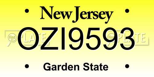 OZI9593 New Jersey License Plate