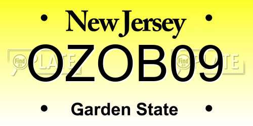 OZOB09 New Jersey License Plate