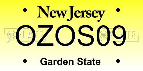 OZOS09 New Jersey License Plate