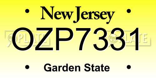 OZP7331 New Jersey License Plate