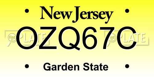 OZQ67C New Jersey License Plate