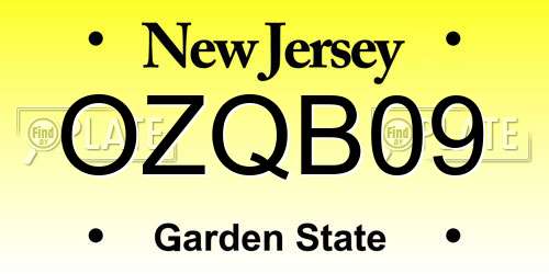 OZQB09 New Jersey License Plate