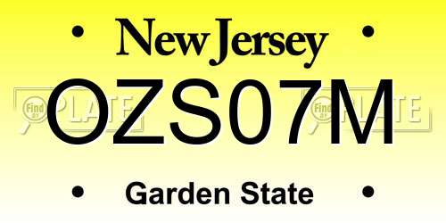 OZS07M New Jersey License Plate