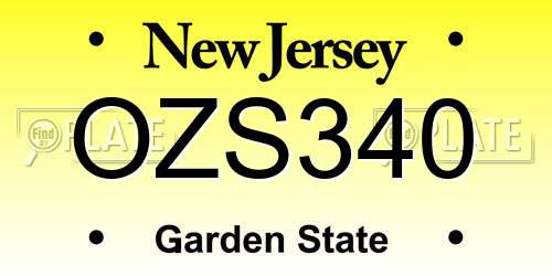 OZS340 New Jersey License Plate